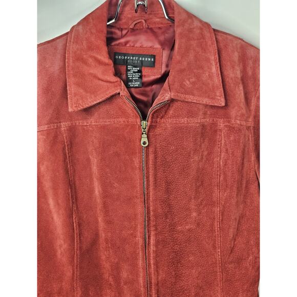 Vintage Geoffrey Beene Sport Blazer Red Suede Jacket Leather Coat Funky Academia - Picture 2 of 10